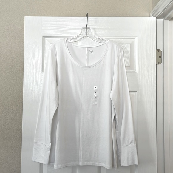 ANNA A NEW APPROACH LONG SLEEVE BASIC WHITE TOP - Picture 1 of 8